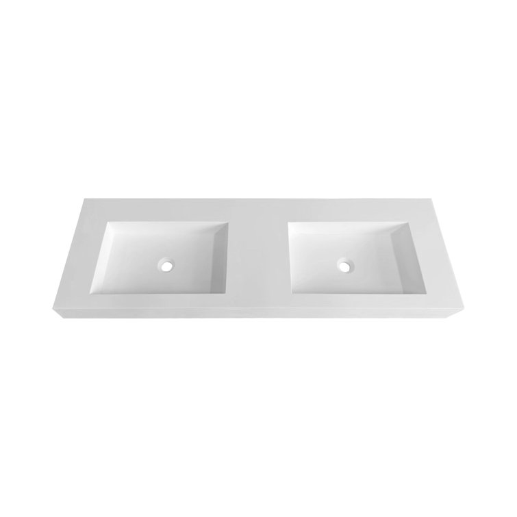 MEDUNJESS 59'' Solid Surface Double Vanity Top with Sink Wayfair Canada